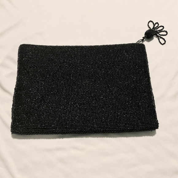 Lord and Taylor Black Beaded Clutch/Handbag/Evening Bag - Good Condition - Picture 3 of 5
